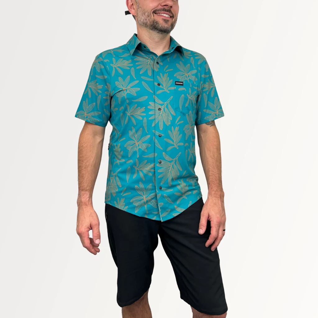 Men's Catalyst Mountain Bike Button-Down Shirt | Rhodo Teal 1 Men's Catalyst Mountain Bike Button-Down Shirt | Rhodo Teal