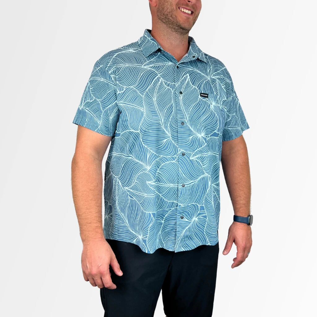 Men's Catalyst Mountain Bike Button-Down Shirt | Dropical Smoke Blue 4 Men's Catalyst Mountain Bike Button-Down Shirt | Dropical Smoke Blue - Image 4