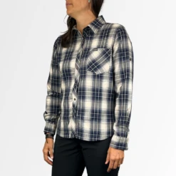 Women's Technical Mountain Bike Flannel - (Navy/Cream)