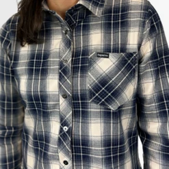 Women's Technical Mountain Bike Flannel - (Navy/Cream) -Cognativemtb Shop 40
