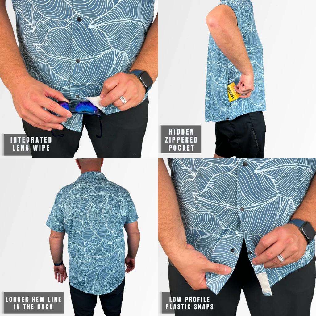 Men's Catalyst Mountain Bike Button-Down Shirt | Dropical Smoke Blue 2 Men's Catalyst Mountain Bike Button-Down Shirt | Dropical Smoke Blue - Image 2