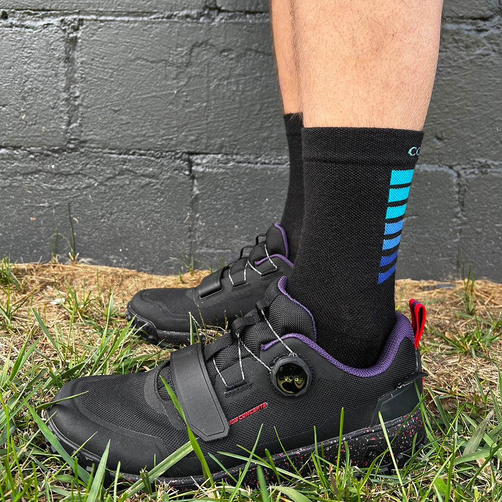 SockGuy Overlook Merino Wool Sock - (Blue Stripes) 3 SockGuy Overlook Merino Wool Sock - (Blue Stripes) - Image 3