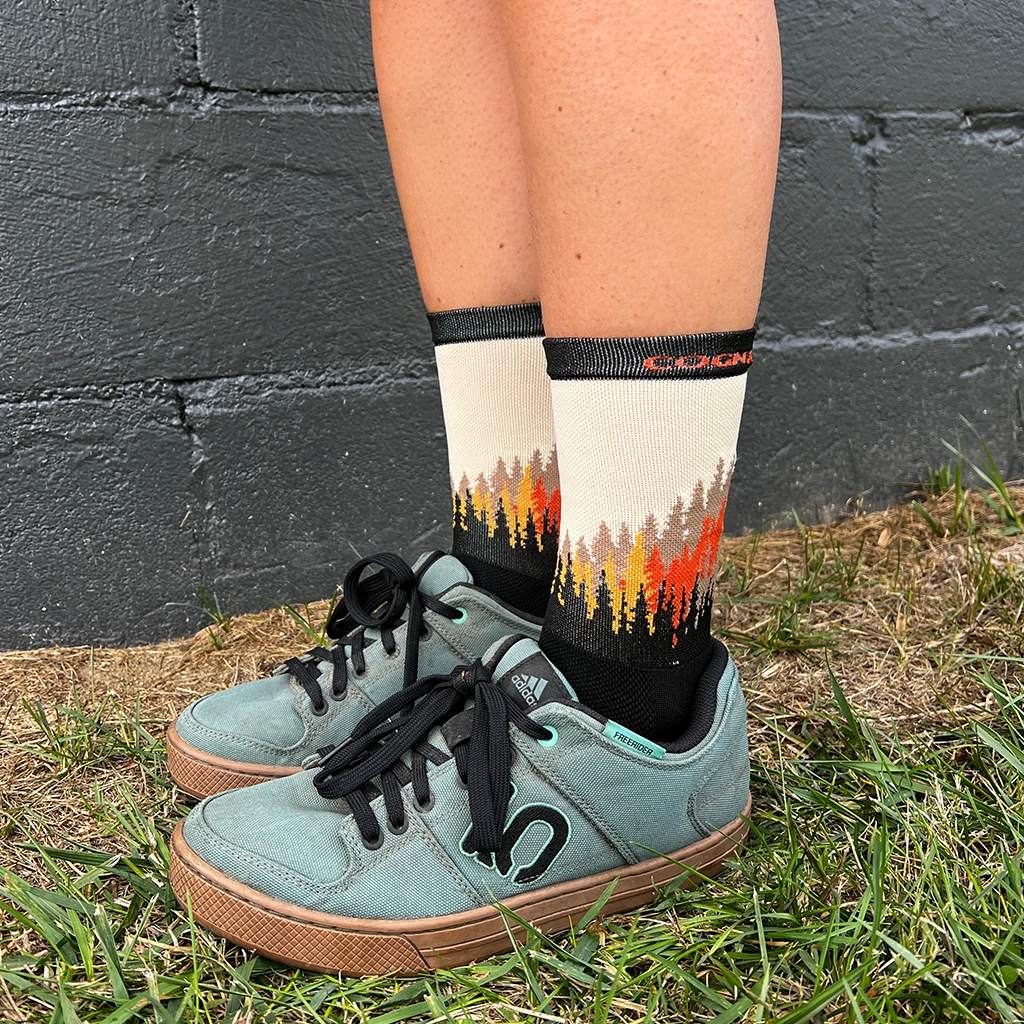 SockGuy Standard Issue MTB Tech Sock - Trees (Orange/Tan) 2 SockGuy Standard Issue MTB Tech Sock - Trees (Orange/Tan) - Image 2