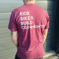 Men's Ride Bikes Build Community Shirt (2 Color Options) 10 Men's Ride Bikes Build Community Shirt (2 Color Options) -Cognativemtb Shop HeatherMaroon