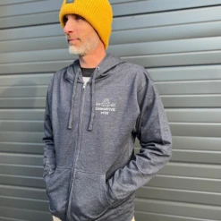 Ride Bikes Build Community - Unisex Hoodie (Heather Navy) -Cognativemtb Shop Hoodie2