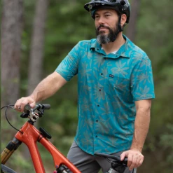 Men's Catalyst Mountain Bike Button-Down Shirt | Rhodo Teal 11 Men's Catalyst Mountain Bike Button-Down Shirt | Rhodo Teal -Cognativemtb Shop Joe1