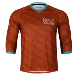 The Singletrack Sampler Men's 3/4 Sleeve Tech 2.0 Jersey (Orange/Teal)