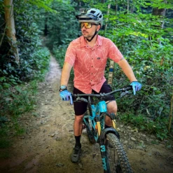 Men's Catalyst Mountain Bike Button-Down Shirt | Dropical Terra-Cotta -Cognativemtb Shop MensTerraCotta1