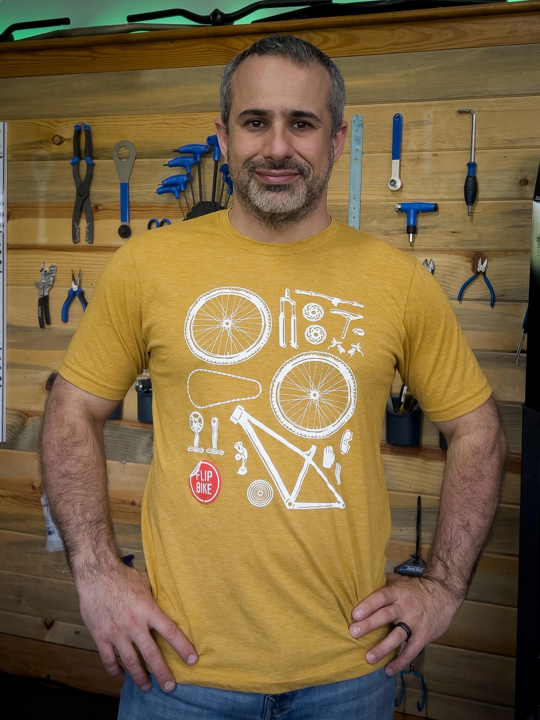 Flip Bike Men's Shirt (Antique Gold) 2 Flip Bike Men's Shirt (Antique Gold) - Image 2