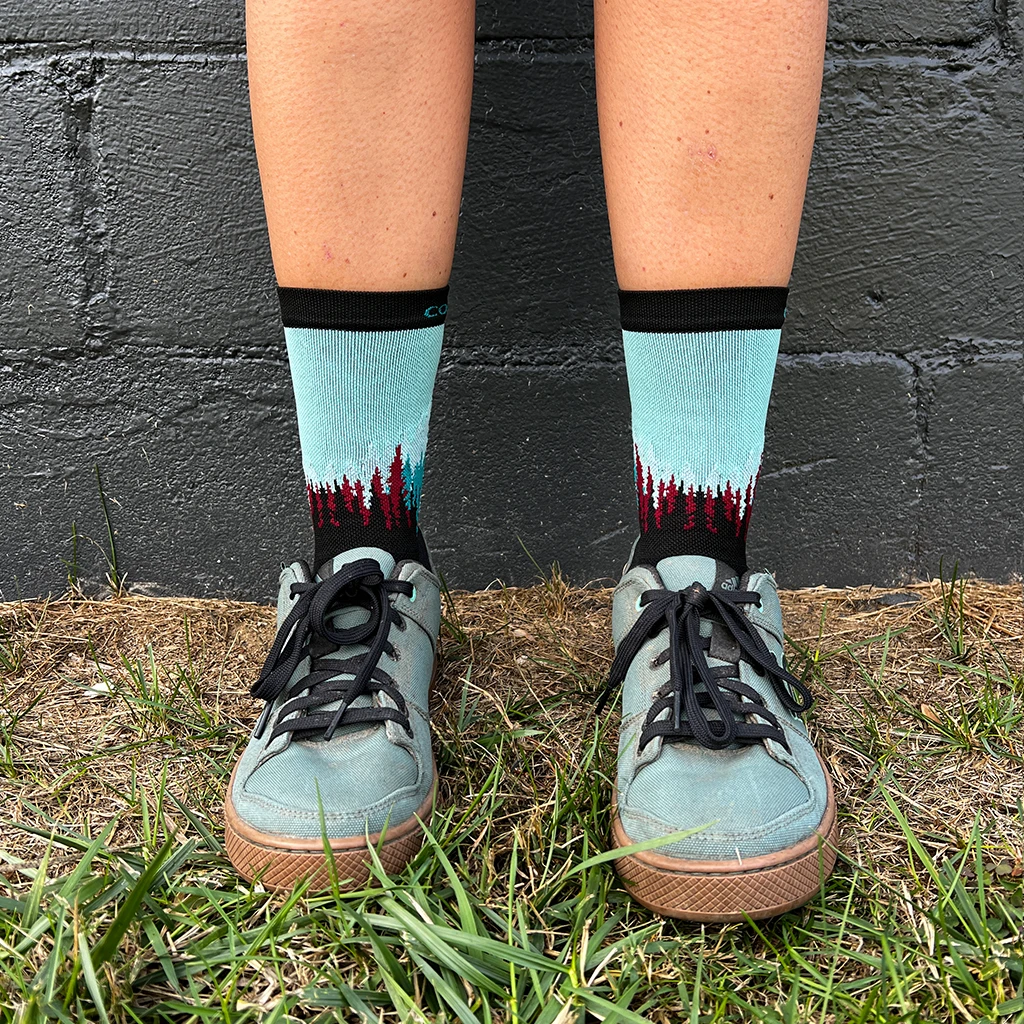 SockGuy Standard Issue MTB Tech Sock - Trees (Wine) 3 SockGuy Standard Issue MTB Tech Sock - Trees (Wine) - Image 3