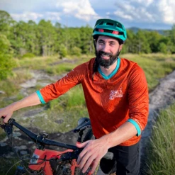 The Singletrack Sampler Men's 3/4 Sleeve Tech 2.0 Jersey (Orange/Teal) -Cognativemtb Shop jersey2
